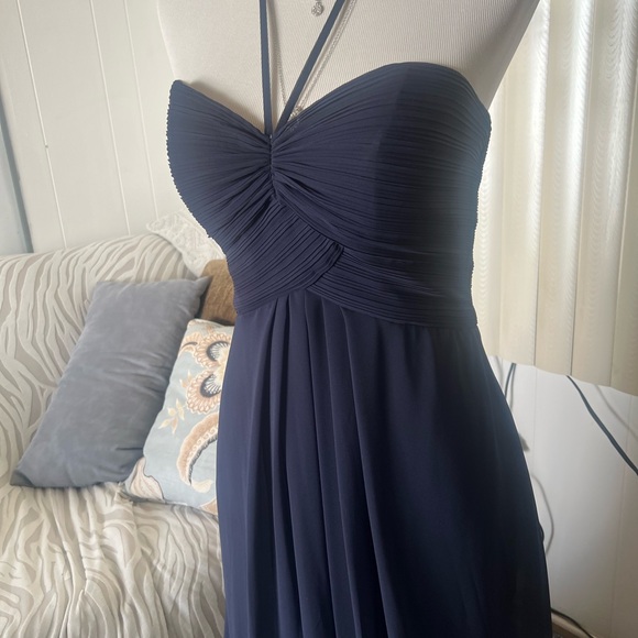 Mori Lee Blue Strapless Ruched Sweetheart Gown - Picture 6 of 8